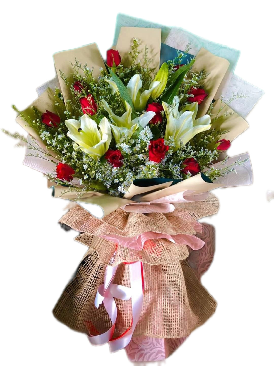 Bouquet with Lilium with Red red rose