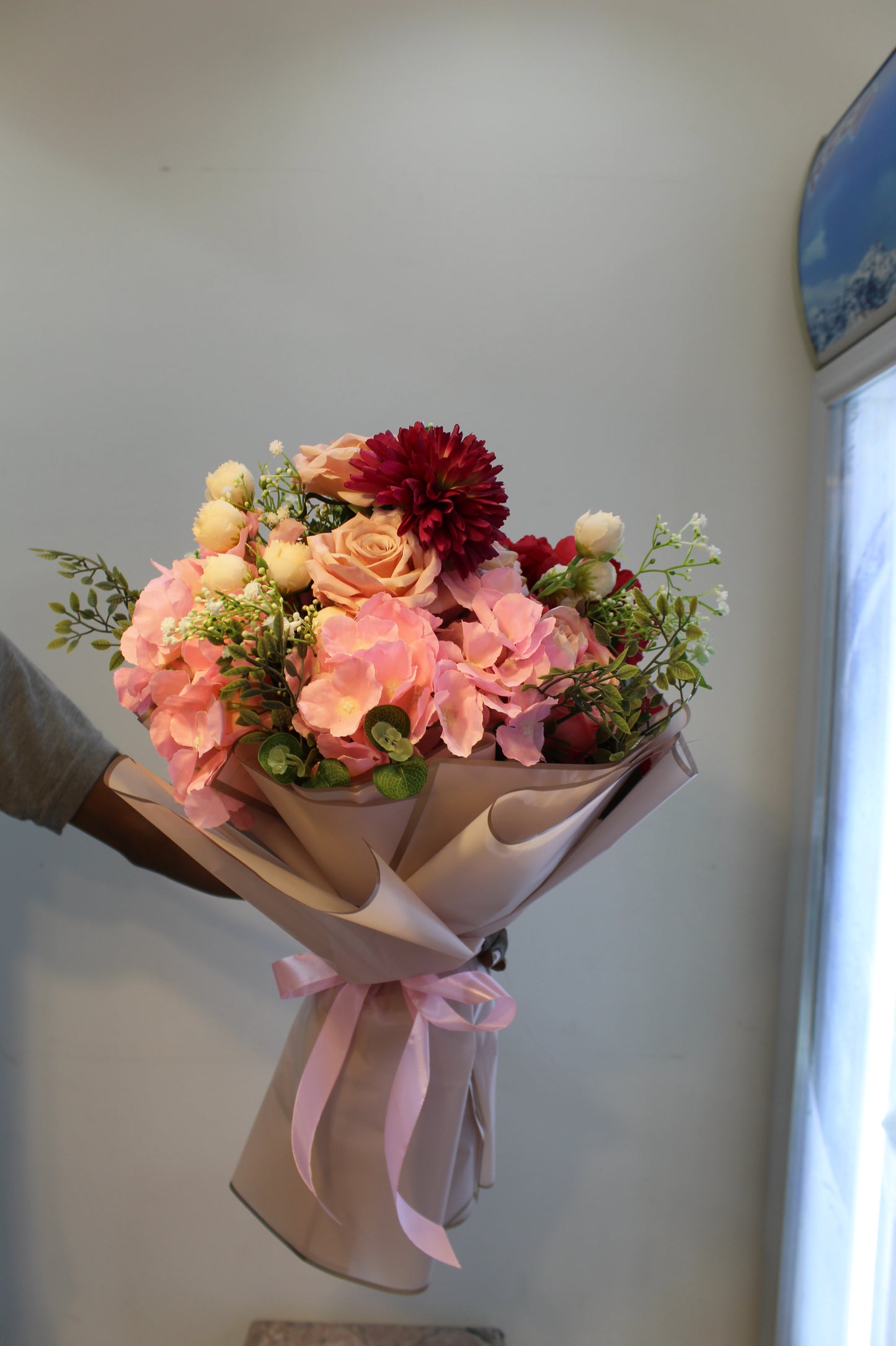 Blushing Hydrangea & Rose Harmony Artificial Bouquet