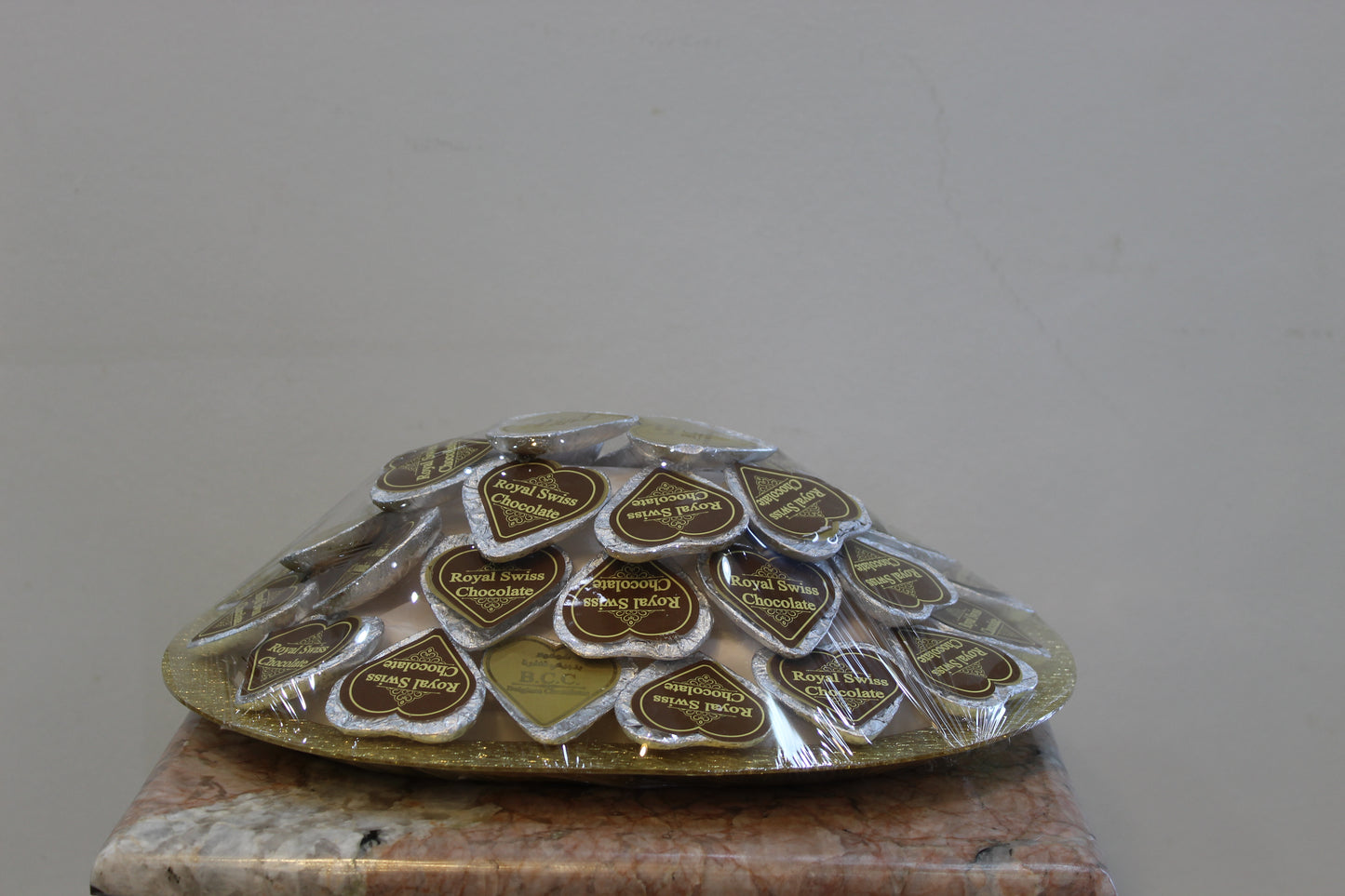 Royal swiss Chocolate heart shape with golden plate